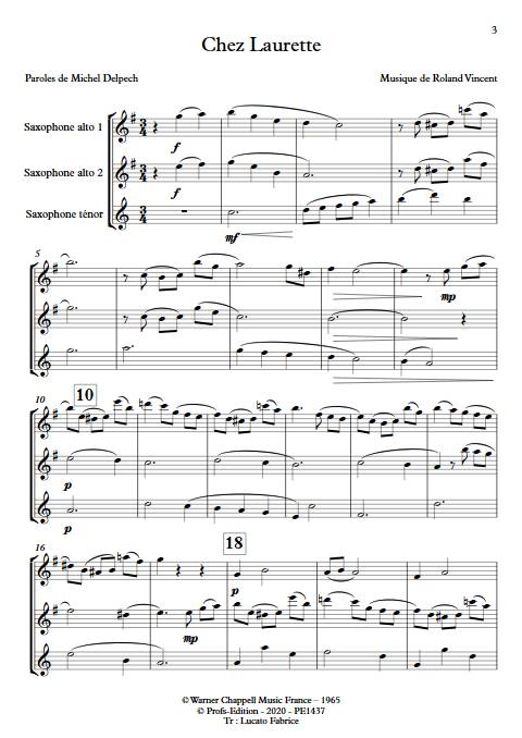 Chez Laurette - Trio Saxophones - ROLAND V. - app.scorescoreTitle