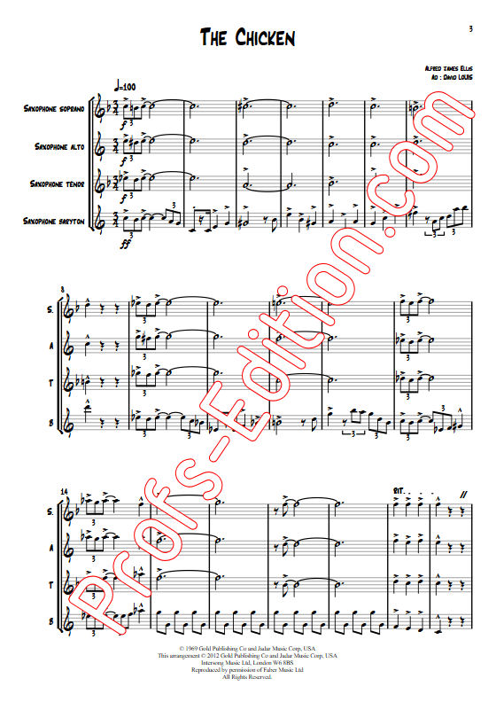 The Chicken - Quatuor Saxophones - ELLIS P. W. - Partition
