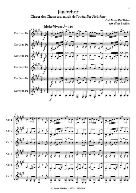 Jägerchor - Choeur des Chasseurs - Ensemble de cors - WEBER C. M. V. - Partition
