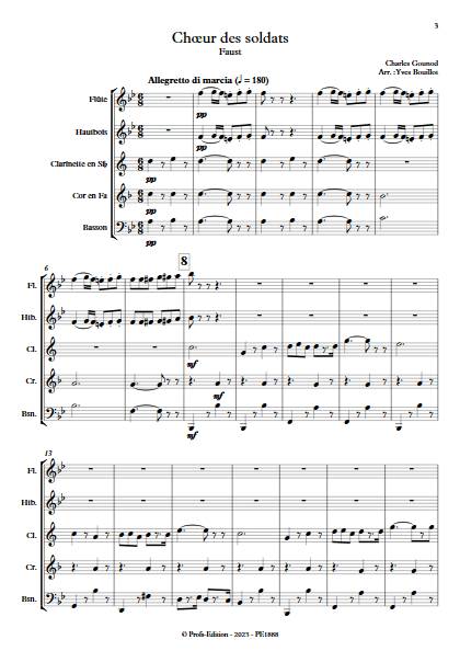 Choeur des Soldats - Quintette à vent - GOUNOD C. - Partition