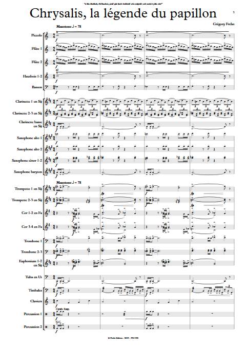 Chrysalis la légende du Papillon - Orchestre d'Harmonie - FRELAT G. - Partition