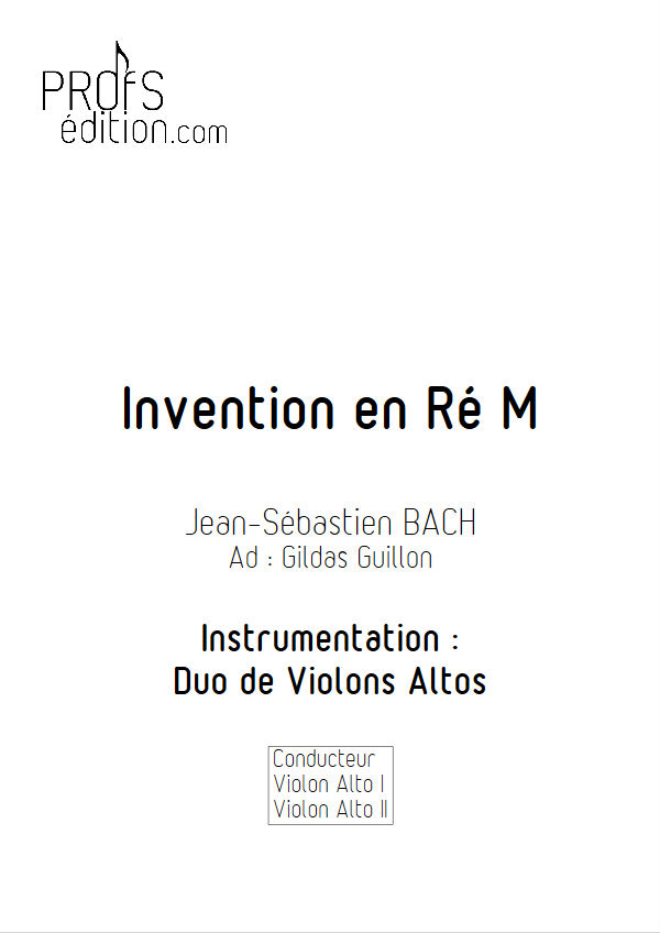 5 Inventions - Duo Altos - BACH J. S. - page de garde