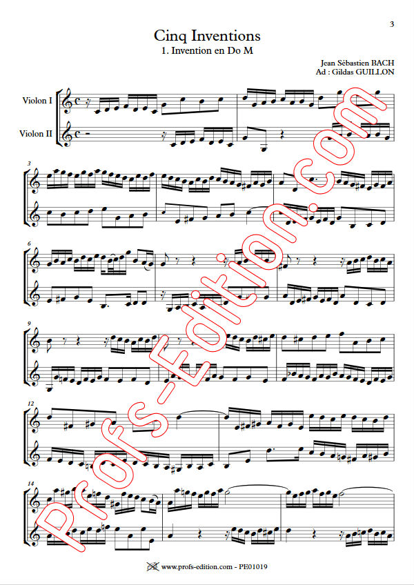 5 Inventions - Duo Violons - BACH J. S. - Partition