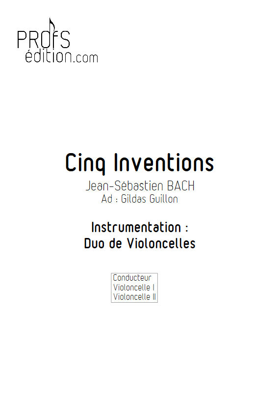 5 Inventions - Duo Violoncelles - BACH J. S. - page de garde