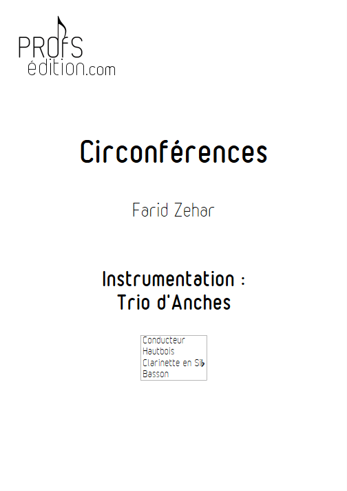 Circonférences - Trio d'anches - ZEHAR F. - page de garde