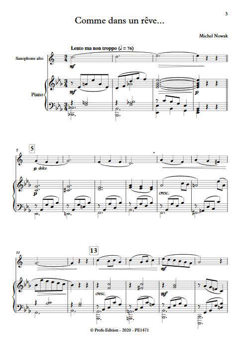 Comme dans un rêve - Saxophone Piano - NOWAK M. - Partition