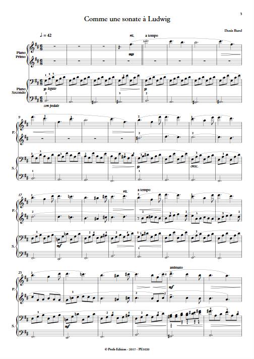 Comme une sonate à Ludwig - Piano 4 Mains - BUREL D. - Partition