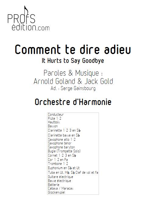 Comment te dire adieu - Orchestre d'harmonie - GOLAND A. - page de garde