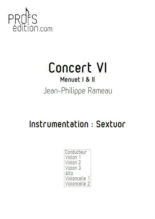 Concert VI - Menuet I & II - Sextuor à Cordes - RAMEAU Jean-Philippe - page de garde