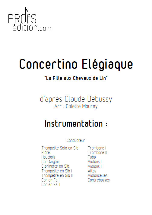 Concertino Elegiaque (La fille aux cheveux de lin) - Orchestre Symphonique - DEBUSSY C. - page de garde