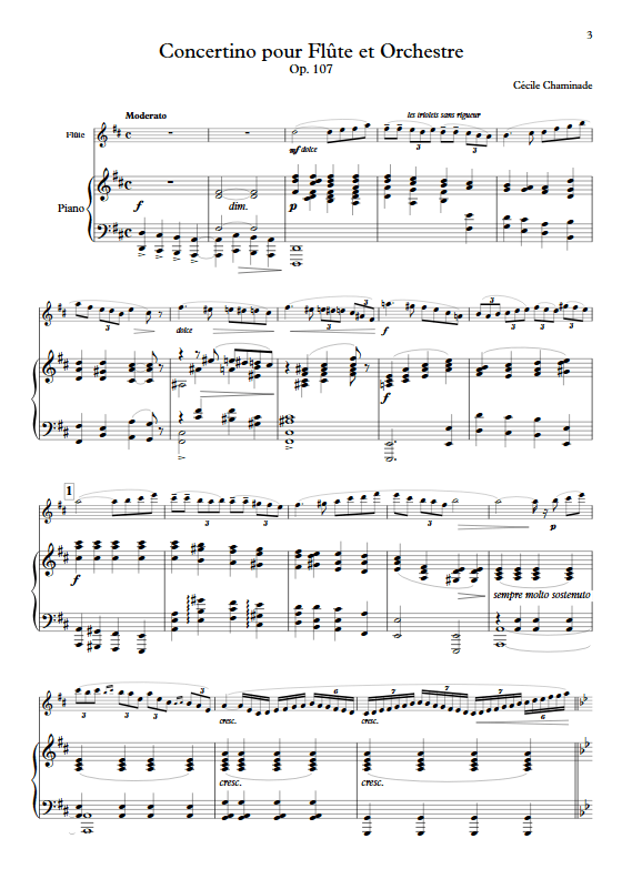 Concertino Op.107 - Flûte et Piano - CHAMINADE C. - Partition