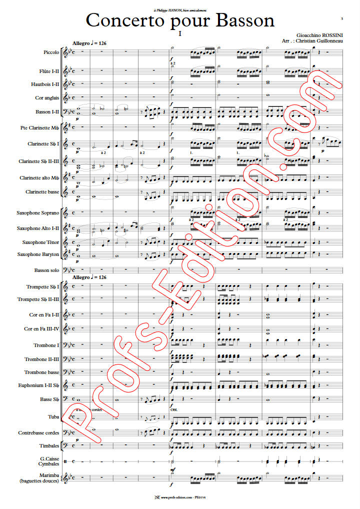 Concerto pour Basson - Orchestre Harmonie - ROSSINI G. - Partition