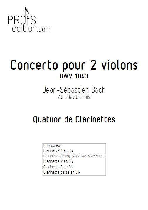 Concerto pour 2 violons BWV 1043 (Largo) - Quatuor de Clarinettes - BACH J. S. - page de garde