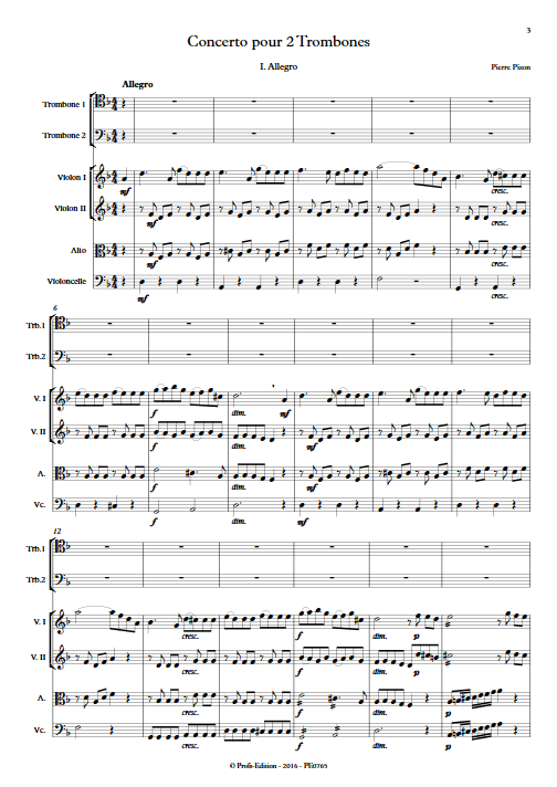 Concerto pour 2 Trombones - Trombones et Orchestre à Cordes - PIZON P. - app.scorescoreTitle