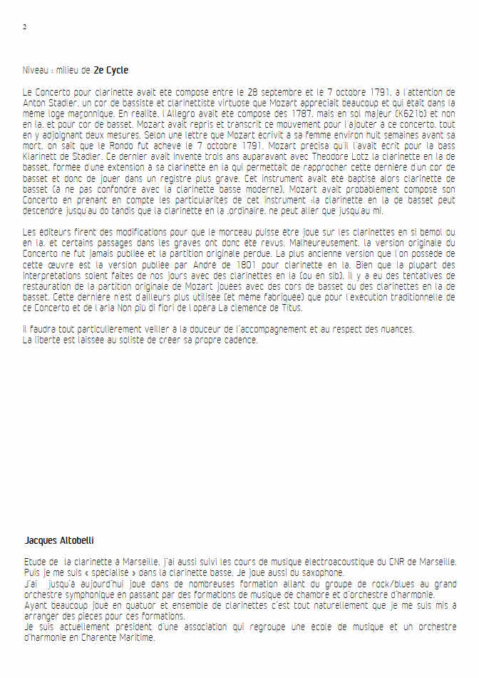 Concerto pour Clarinette KV622 (Adagio) - Ensemble Géométrie Variable - MOZART W. A. - Fiche Pédagogique