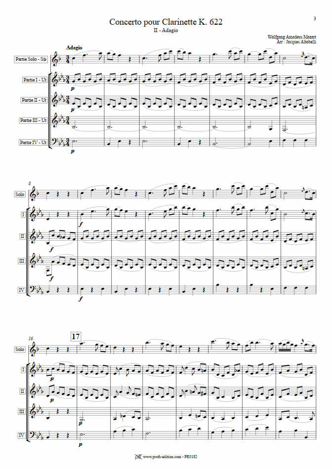 Concerto pour Clarinette KV622 (Adagio) - Ensemble Géométrie Variable - MOZART W. A. - app.scorescoreTitle
