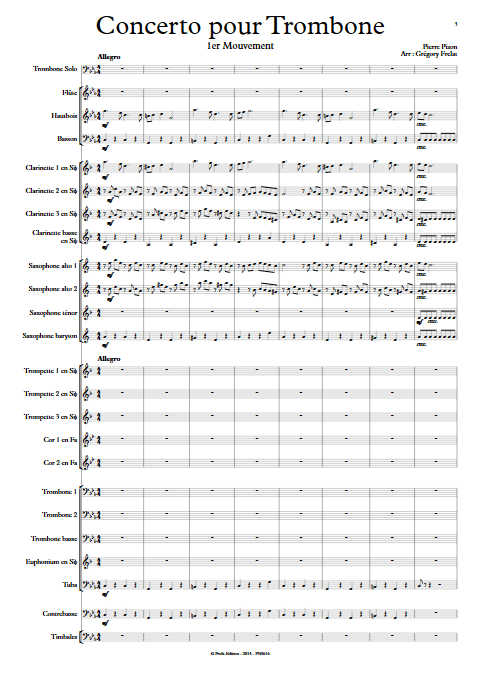 Concerto pour Trombone - Trombone et Orchestre d'Harmonie - PIZON P. - Partition