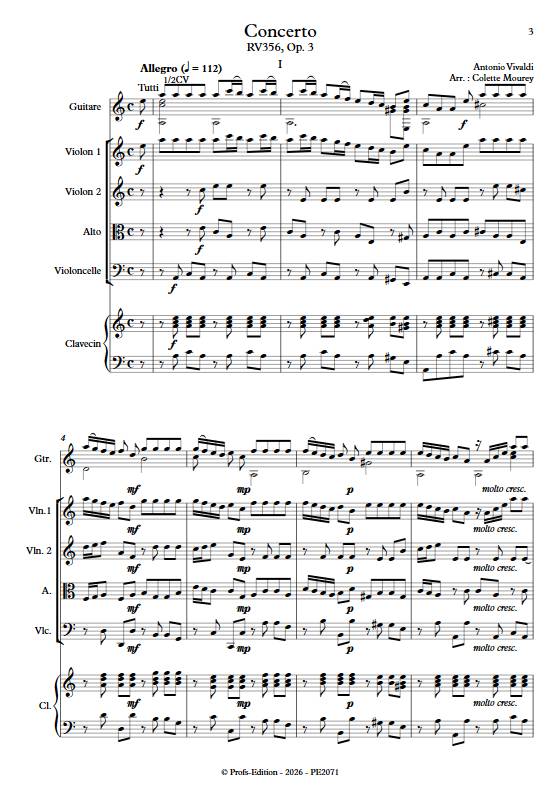 Concerto RV356 - Sextuor à cordes - VIVALDI A. - Partition