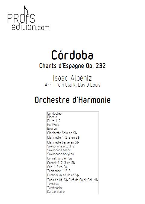 Cordoba - Orchestre d'Harmonie - ALBENIZ I. - page de garde