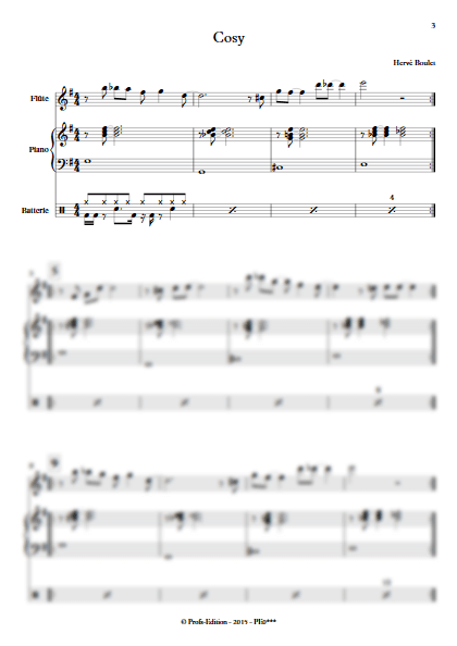 Cosy - Trio Flûte, Piano, Batterie- BOULET H. - app.scorescoreTitle