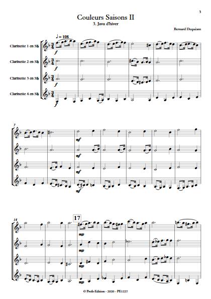 Couleurs Saisons II - Quatuor de Clarinettes - DEQUEANT B. - Partition