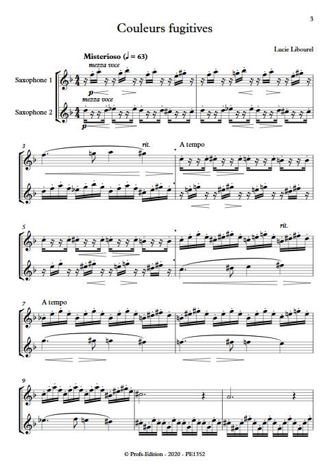 Couleurs fugitives - Duo de Saxophones - LIBOUREL L. - Partition