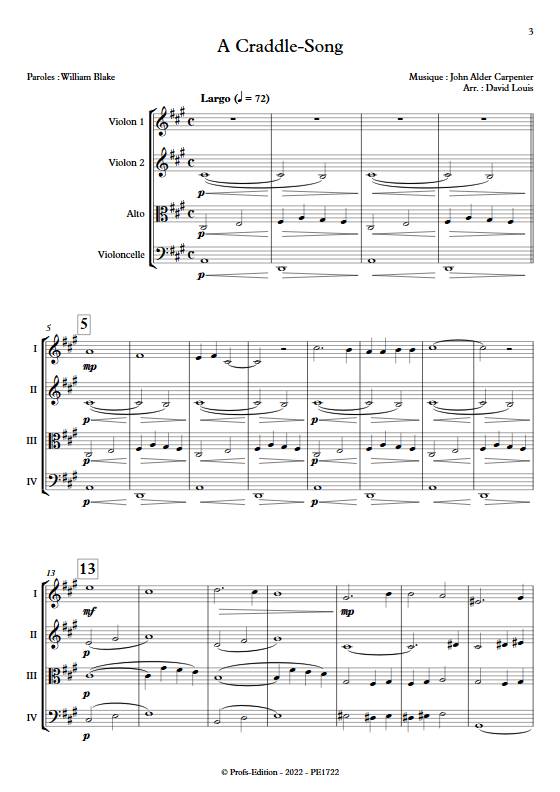 Craddle Song - Quatuor à cordes - CARPENTER J. A. - Partition