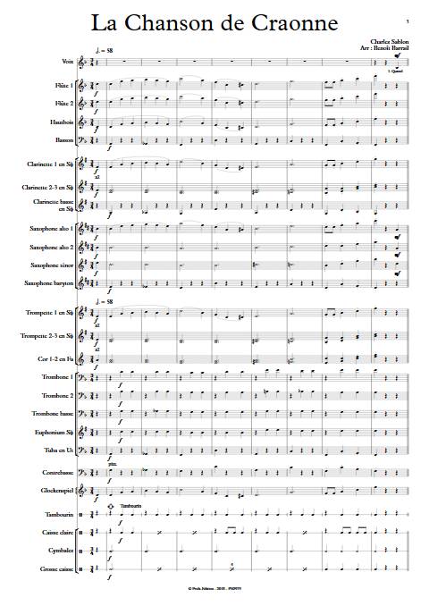 La Chanson de Craonne - Orchestre d'Harmonie - SABLON C. - app.scorescoreTitle