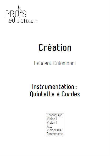 Création - Quintette à Cordes - COLOMBANI L. - page de garde