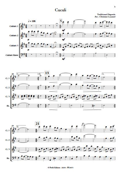 Cuculi - Ensemble de Guitares - TRADITIONNEL ARGENTIN - app.scorescoreTitle