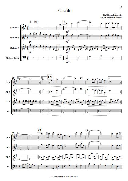 Cuculi - Ensemble de Guitares - TRADITIONNEL ARGENTIN - Partition