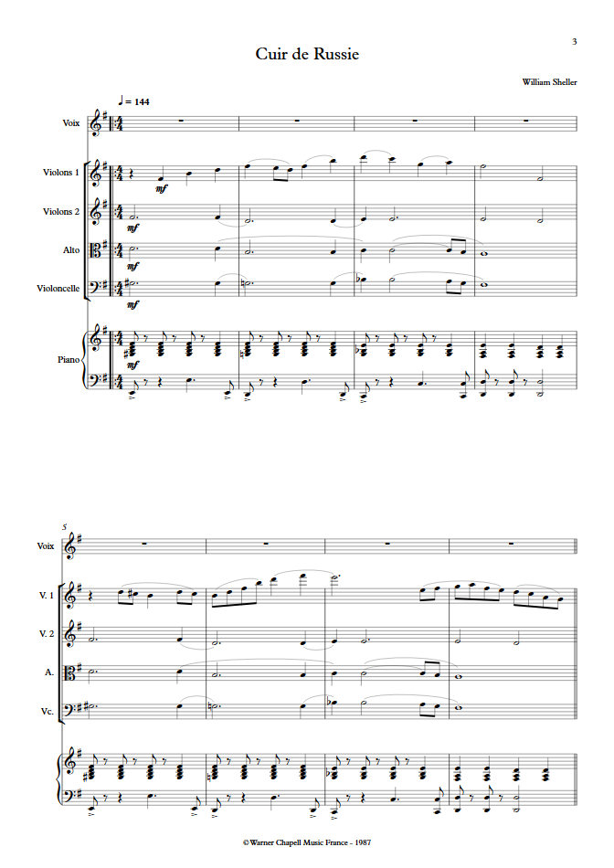 Cuir de Russie - Chant et Quintette à Cordes - SHELLER W. - app.scorescoreTitle