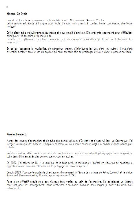 Cum dederit - Orchestre d'harmonie - VIVALDI A. - Fiche Pédagogique