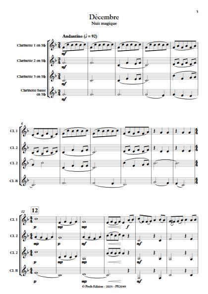 Décembre - Nuit magique - Quatuor de Clarinettes - CURT PITOU L. - Partition