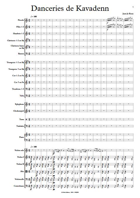 Danceries de Kavadenn - Orchestre symphonique - ROUX J.J. - app.scorescoreTitle