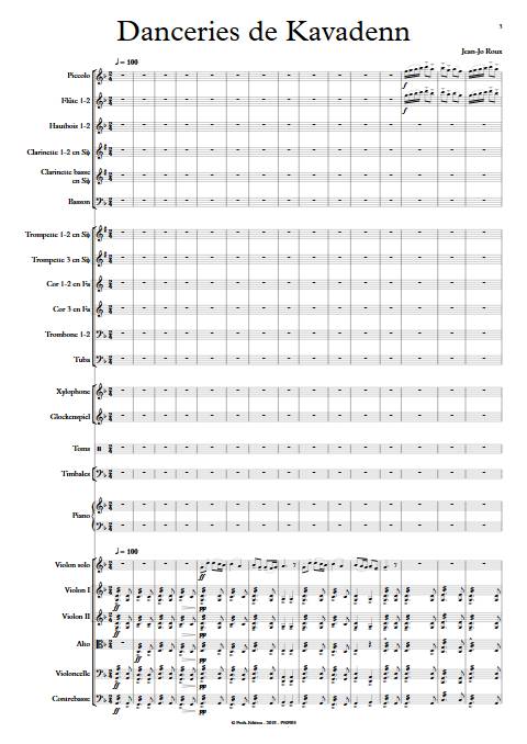 Danceries de Kavadenn - Orchestre symphonique - ROUX J.J. - Partition