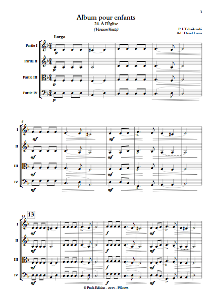 Album pour Enfants (Dans l'Eglise) - Ensemble Variable - TCHAIKOVSKY P. I. - Partition