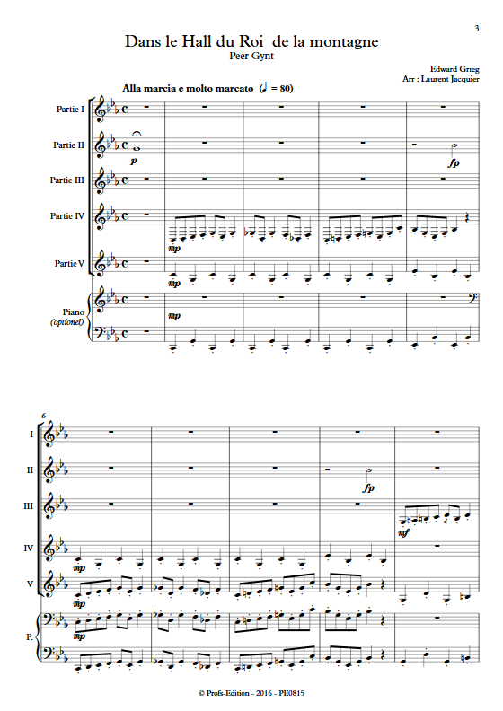 Dans le Hall du Roi de la montagne - Ensemble à Géométrie Variable - GRIEG E. - Partition