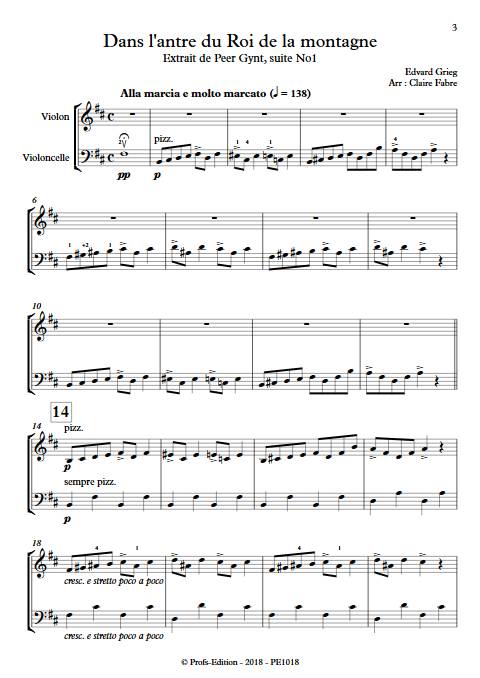 Dans l'Antre du Roi de la Montagne - Duo violon Violoncelle - GRIEG E. - app.scorescoreTitle