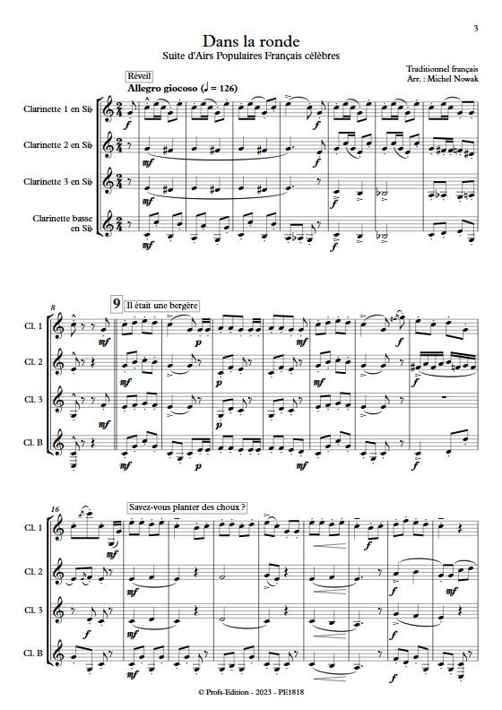 Dans la ronde - Quatuor de clarinettes - NOWAK M. - Partition