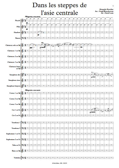 Dans les steppes de l'asie centrale - Orchestre d'Harmonie - BORODINE A. - Partition