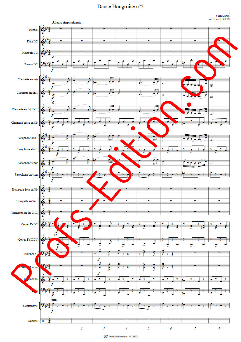 Danse hongroise N°5 PDF - Orchestre harmonie - BRAHMS J. - Partition