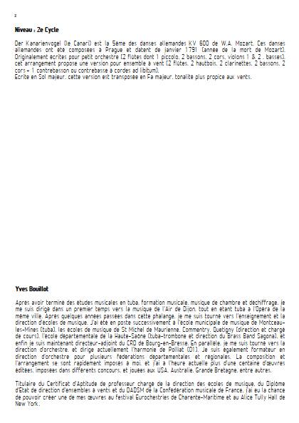 Danse Allemande - Ensemble à vents - MOZART W. A. - Fiche Pédagogique