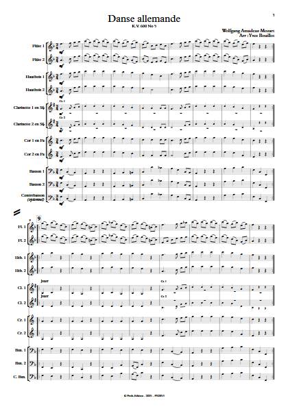Danse Allemande - Ensemble à vents - MOZART W. A. - Partition
