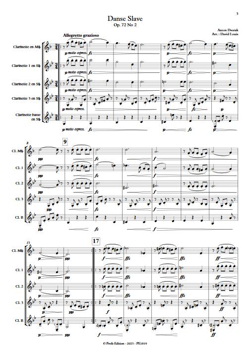 Danse Slave n°2 Op. 72 - Ensemble de Clarinettes - DVORAK A. - Partition