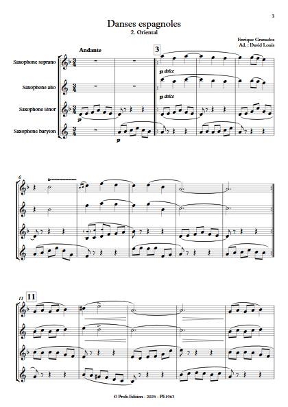 Danse Espagnole No 2 - Oriental - Quatuor de Saxophones - GRANADOS E. - Partition