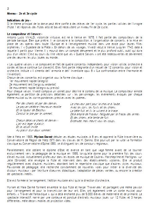 Automne 1er mvt - Ensemble de flûtes - VIVALDI A. - Fiche Pédagogique