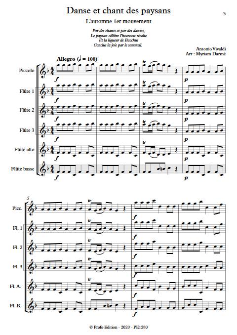 Automne 1er mvt - Ensemble de flûtes - VIVALDI A. - Partition