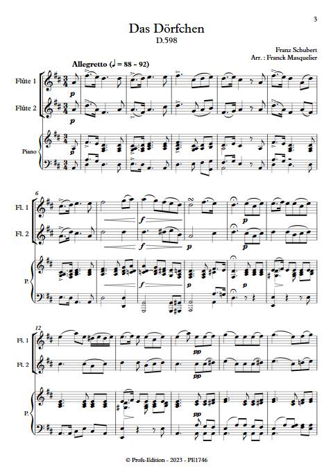 Das Dörfchen D 598 - Duo Flûtes Piano - SCHUBERT F. - Partition