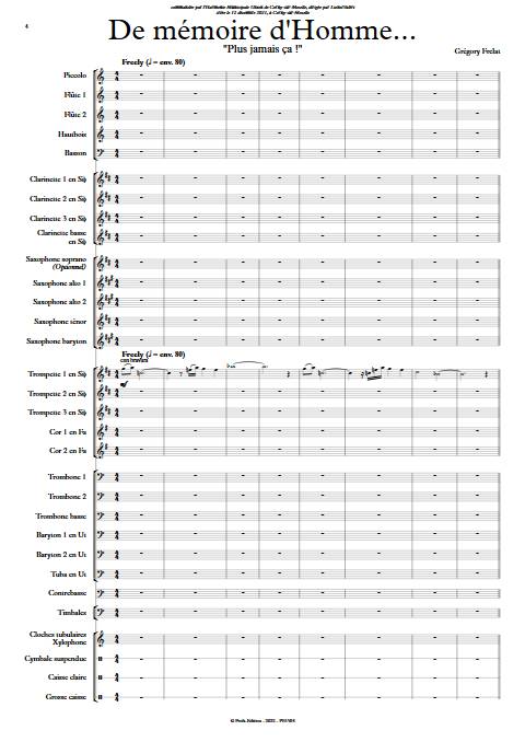 De mémoire d'homme - Orchestre d'Harmonie - FRELAT G. - app.scorescoreTitle